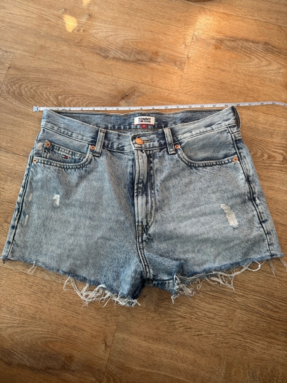 Tommy Hilfiger Hot Pants Distressed Light Blue Denim Cutoff Shorts
